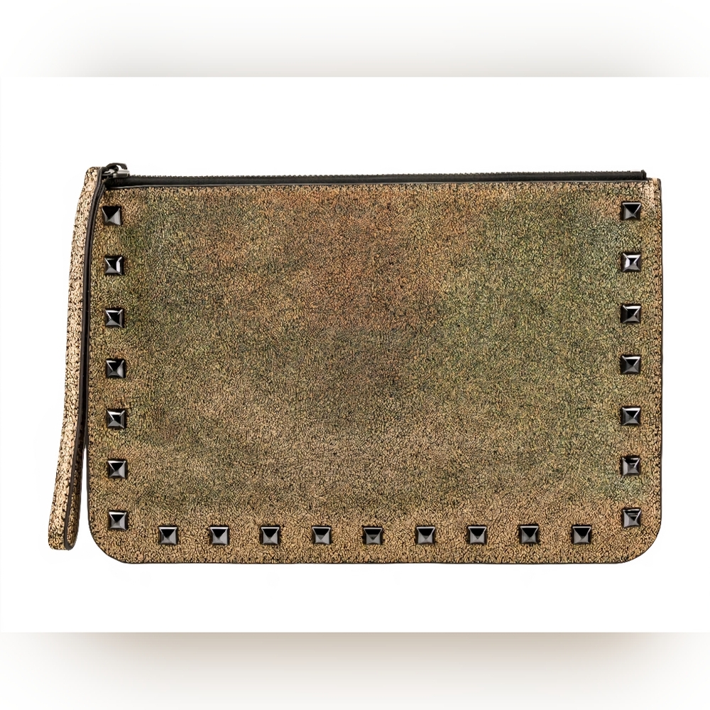 Rebecca Minkoff Gold and Black Studded Clutch